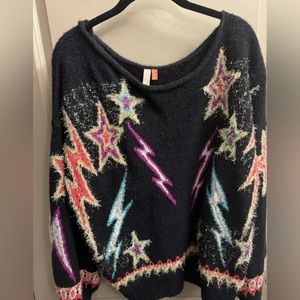 Star Patterned Black Sweater